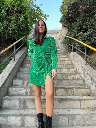 Βελούδινο πράσινο φόρεμα